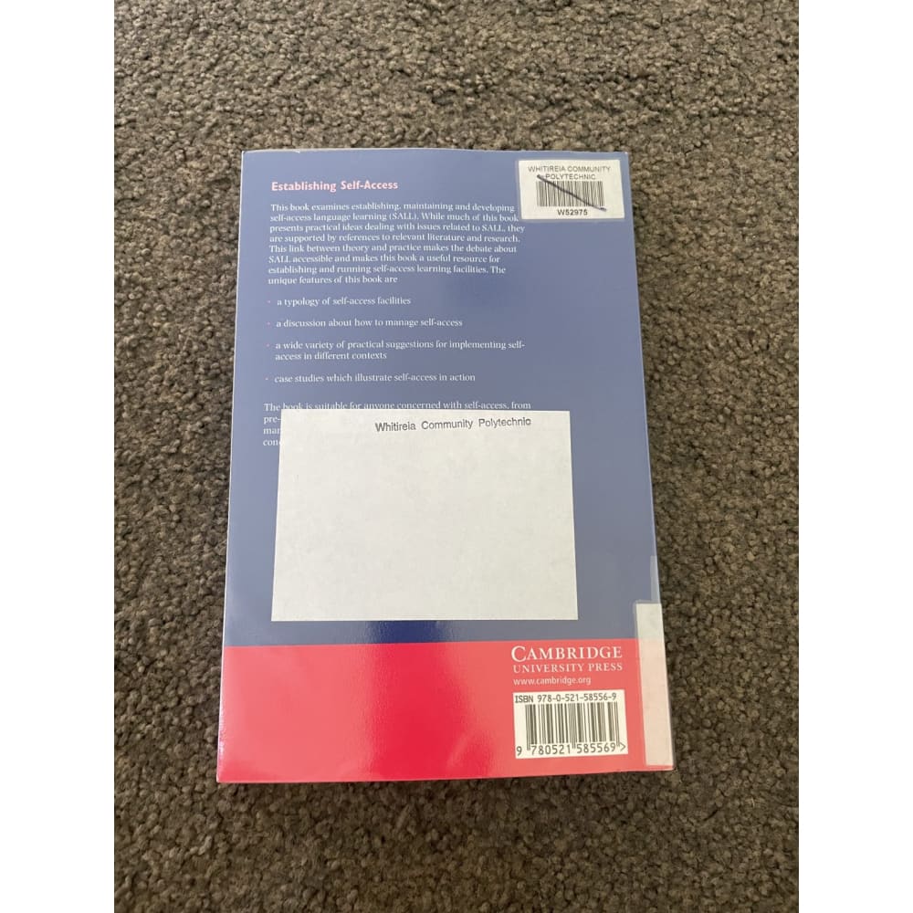Establishing self-access: from theory to practice - print books book - condition: used - educational - self-help