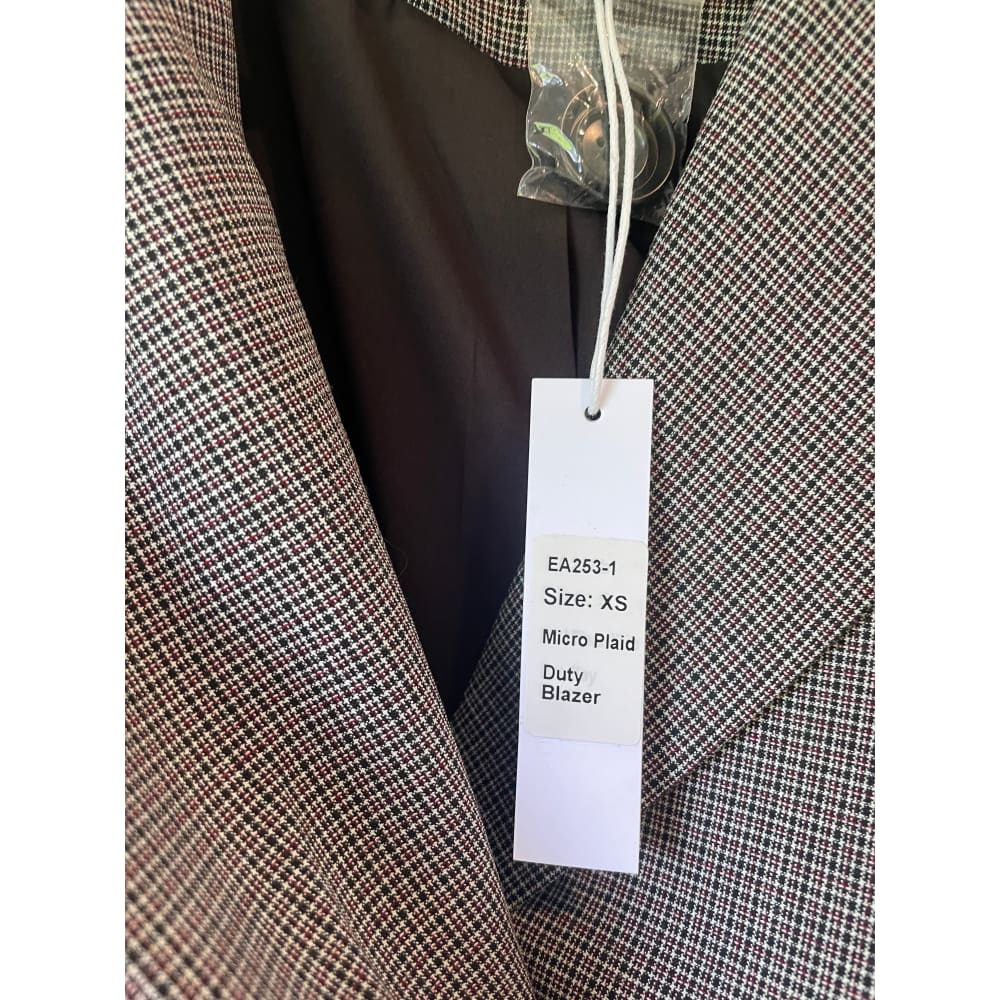 Et alia size xs duty blazer – micro plaid - clothing tops blazer - clothing & fashion - designer clearance - top