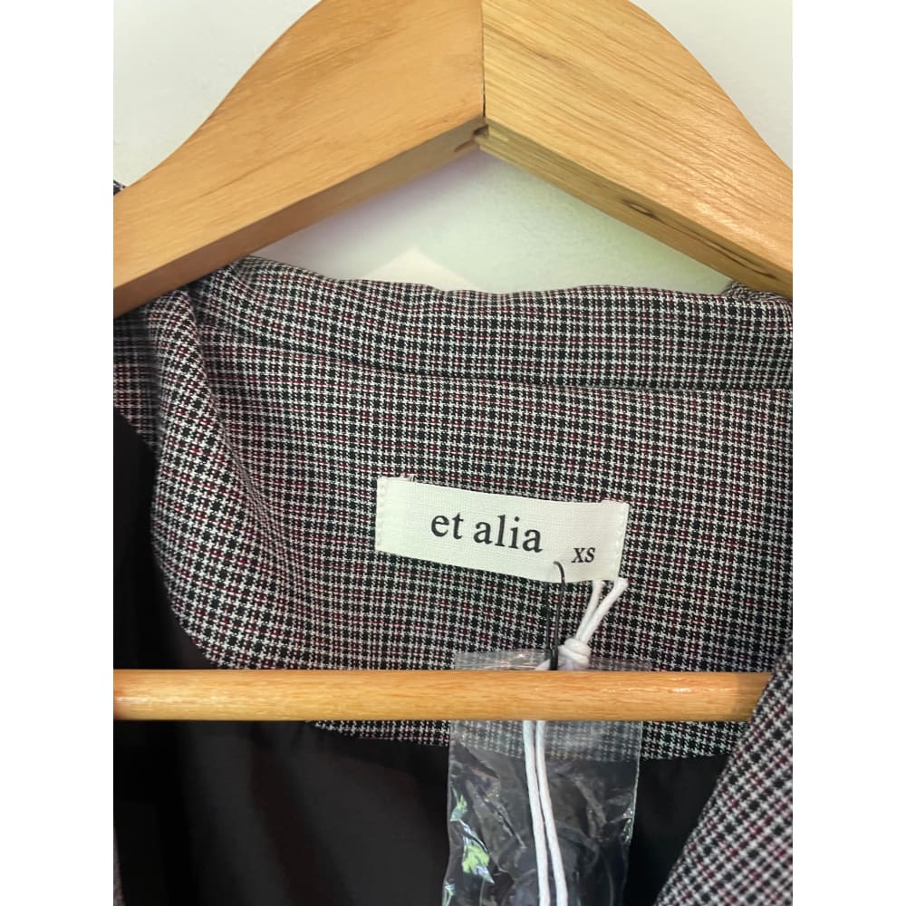 Et alia size xs duty blazer – micro plaid - clothing tops blazer - clothing & fashion - designer clearance - top