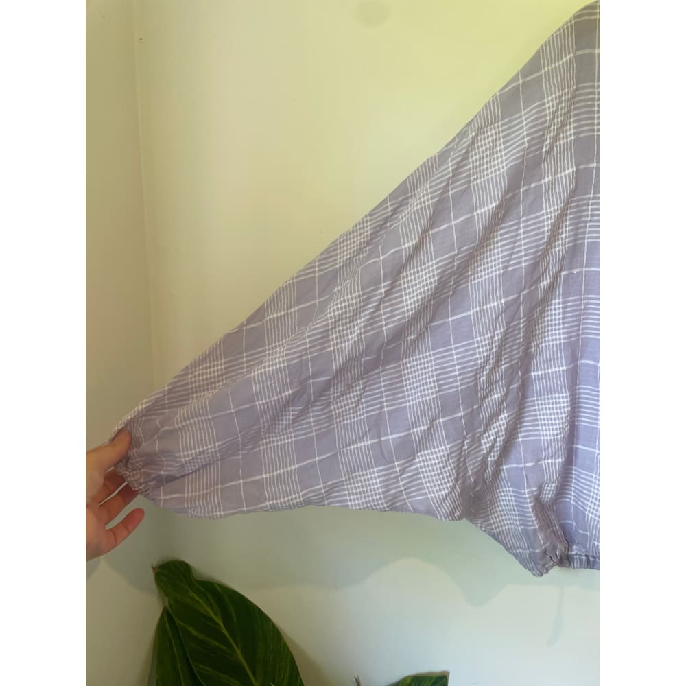 Et alia size m riley top – lilac plaid - blouses blouse - clothing & fashion - designer clearance - top women’s apparel