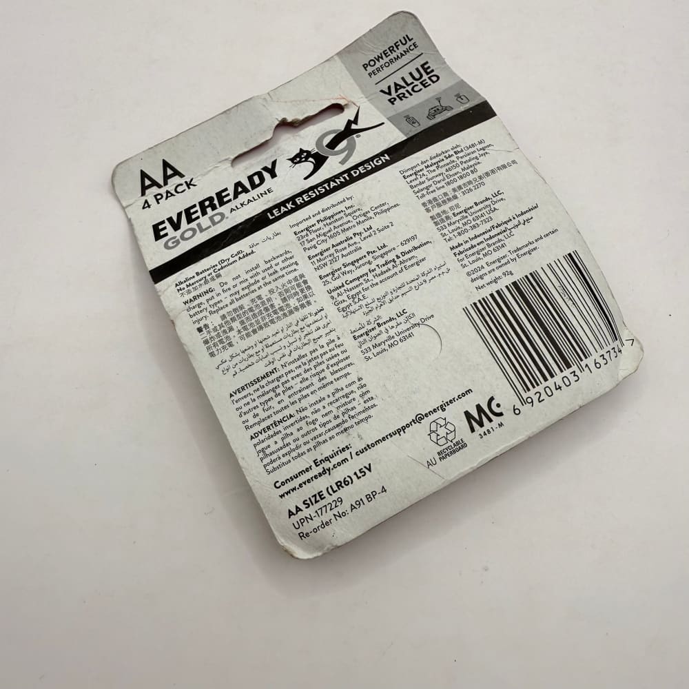 Eveready gold aa alkaline batteries – 4 pack lasts 8x longer! - general purpose batteries home&living materials