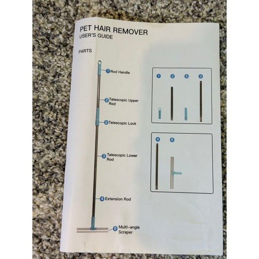 Pet hair remover with telescopic pole - blue/silver - lint rollers home&living materials