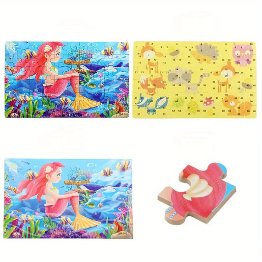 60 pc mermaid puzzle & tin - puzzles toys