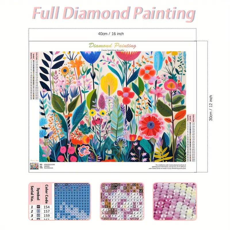 Vibrant floral diamond painting kit - mosaic kits crafts