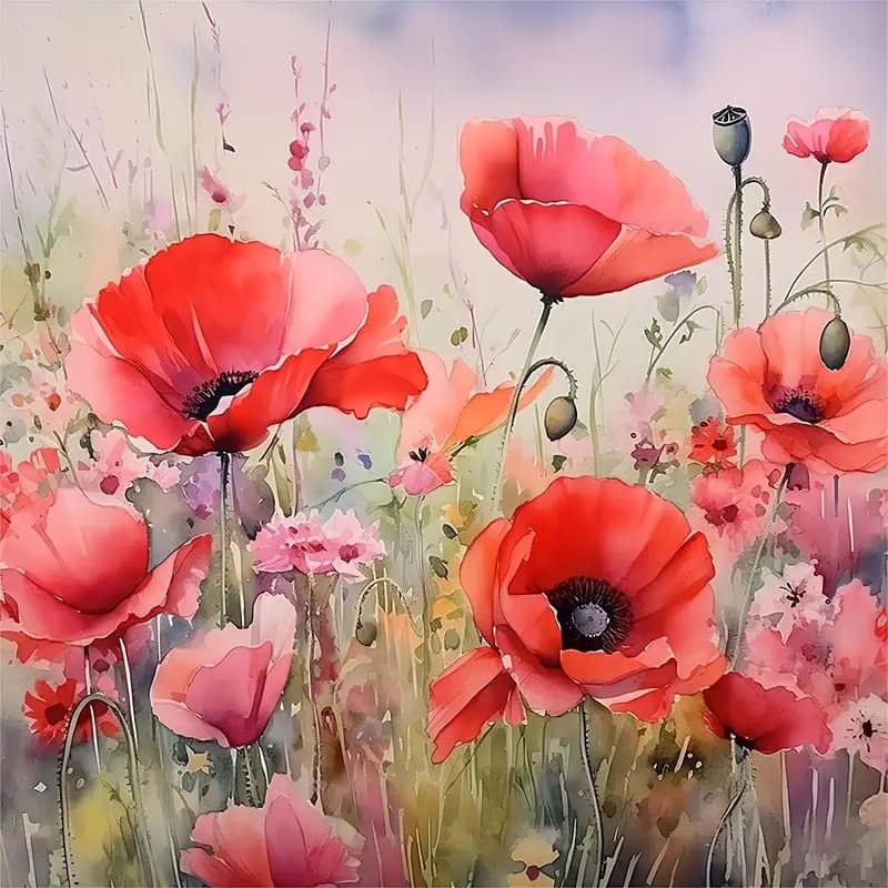 30x30cm diamond art kit – poppy & spring blossom designs – brand new - poppy - drawing & painting kits crafts