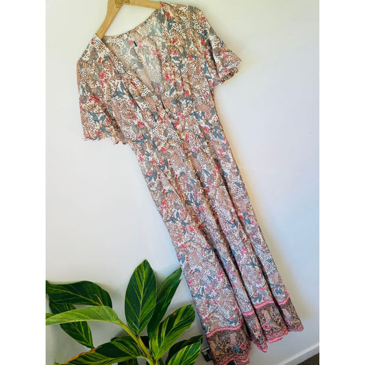 BRAND UNKNOWN Size 10 Floral Leopard Rayon Maxi Dress