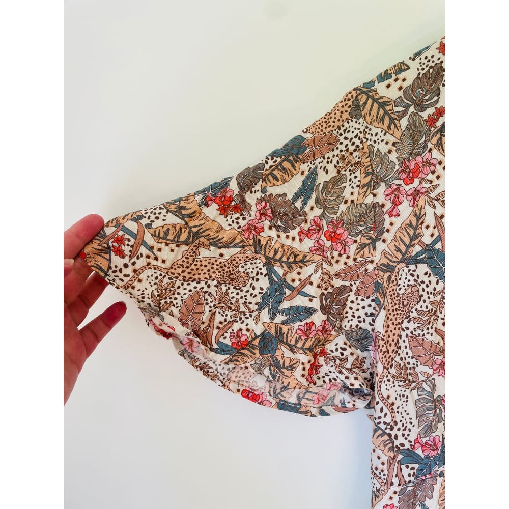 BRAND UNKNOWN Size 10 Floral Leopard Rayon Maxi Dress