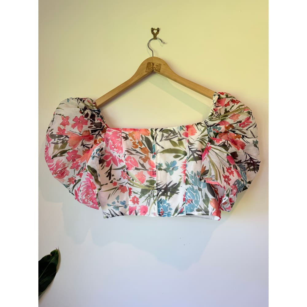 C/meo collective size 12 floral puff sleeve crop top - crop tops top womenās apparel