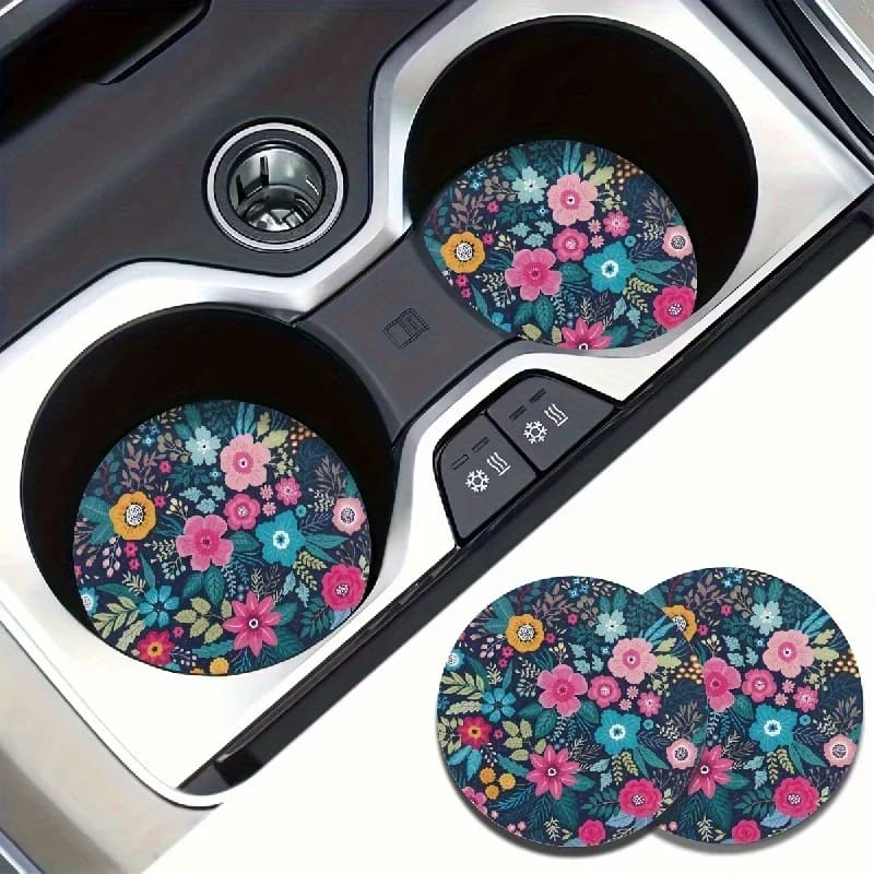 2pc absorbent car cup holder liners - vehicle fluids home&living materials