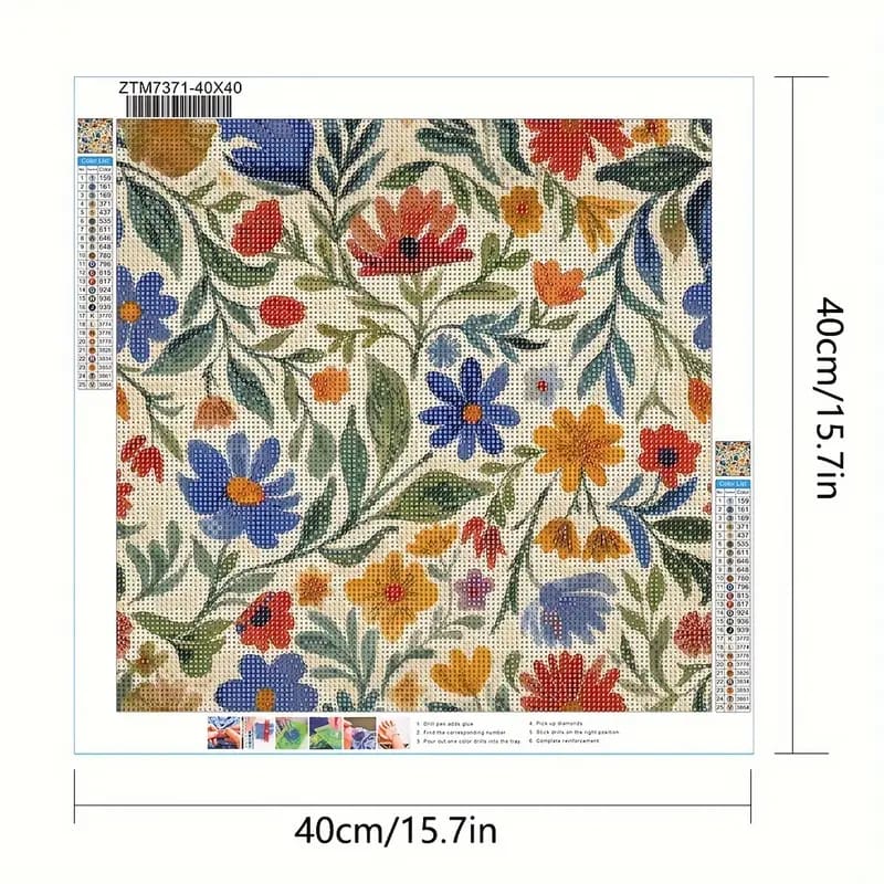 40x40cm floral diamond art kit - art & craft kits crafts