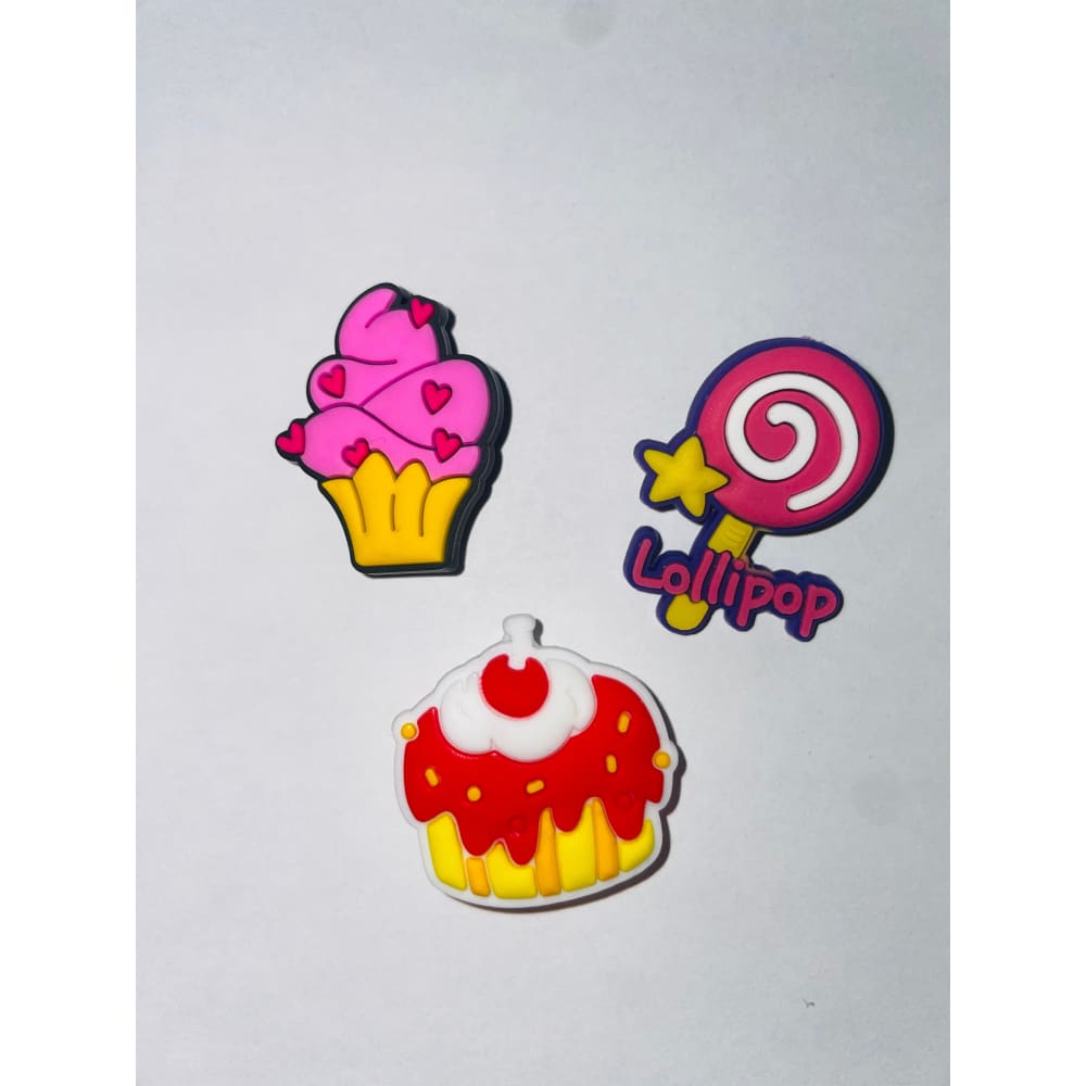 3x food themed shoe charms - 3 - shoe accessories clogs - shoe accessories - shoe charms fashion accessories
