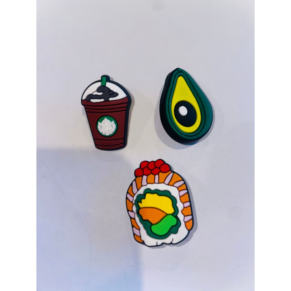 3x food themed shoe charms - 4 - shoe accessories clogs - shoe accessories - shoe charms fashion accessories