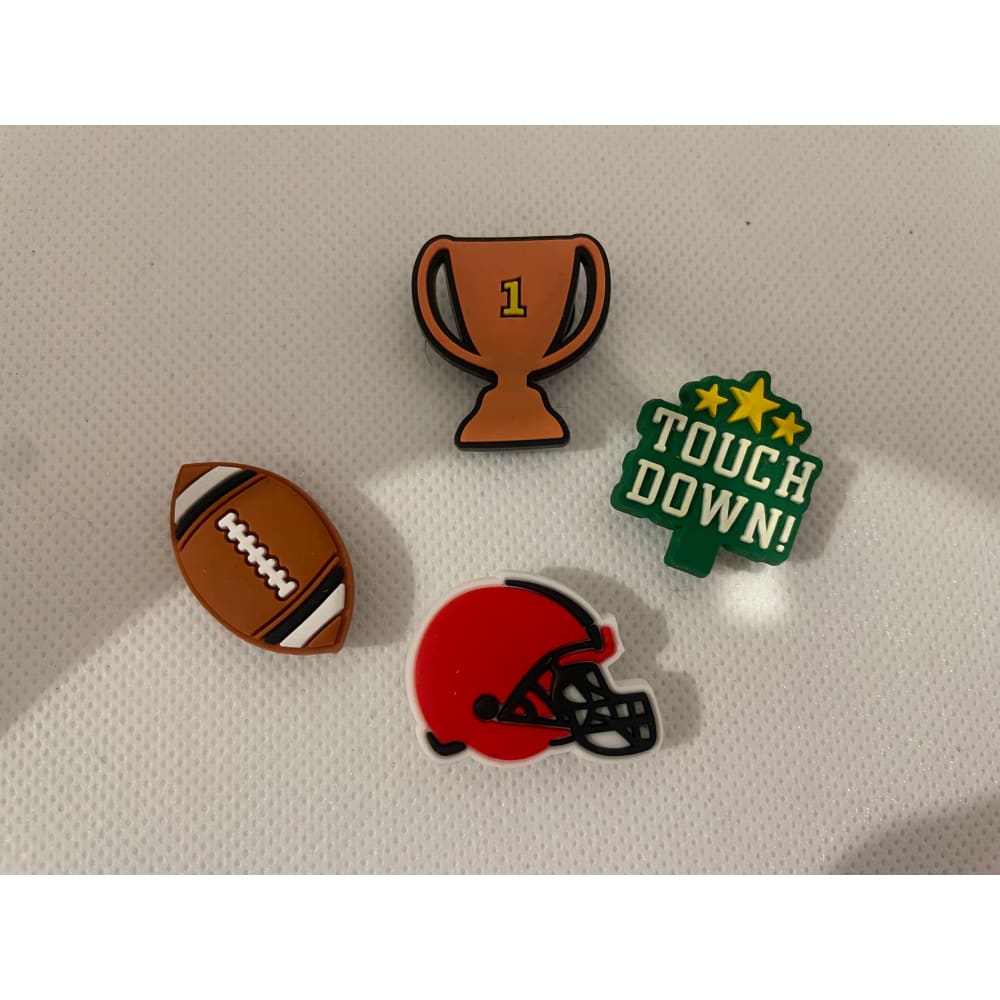 4x football shoe charms for clogs - shoe accessories clogs - shoe accessories - shoe charms fashion accessories