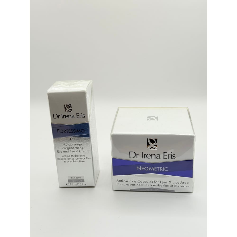 Dr irena eris skincare set – fortessimo eye cream 15ml & neometric anti-wrinkle capsules - skin care health and wellness