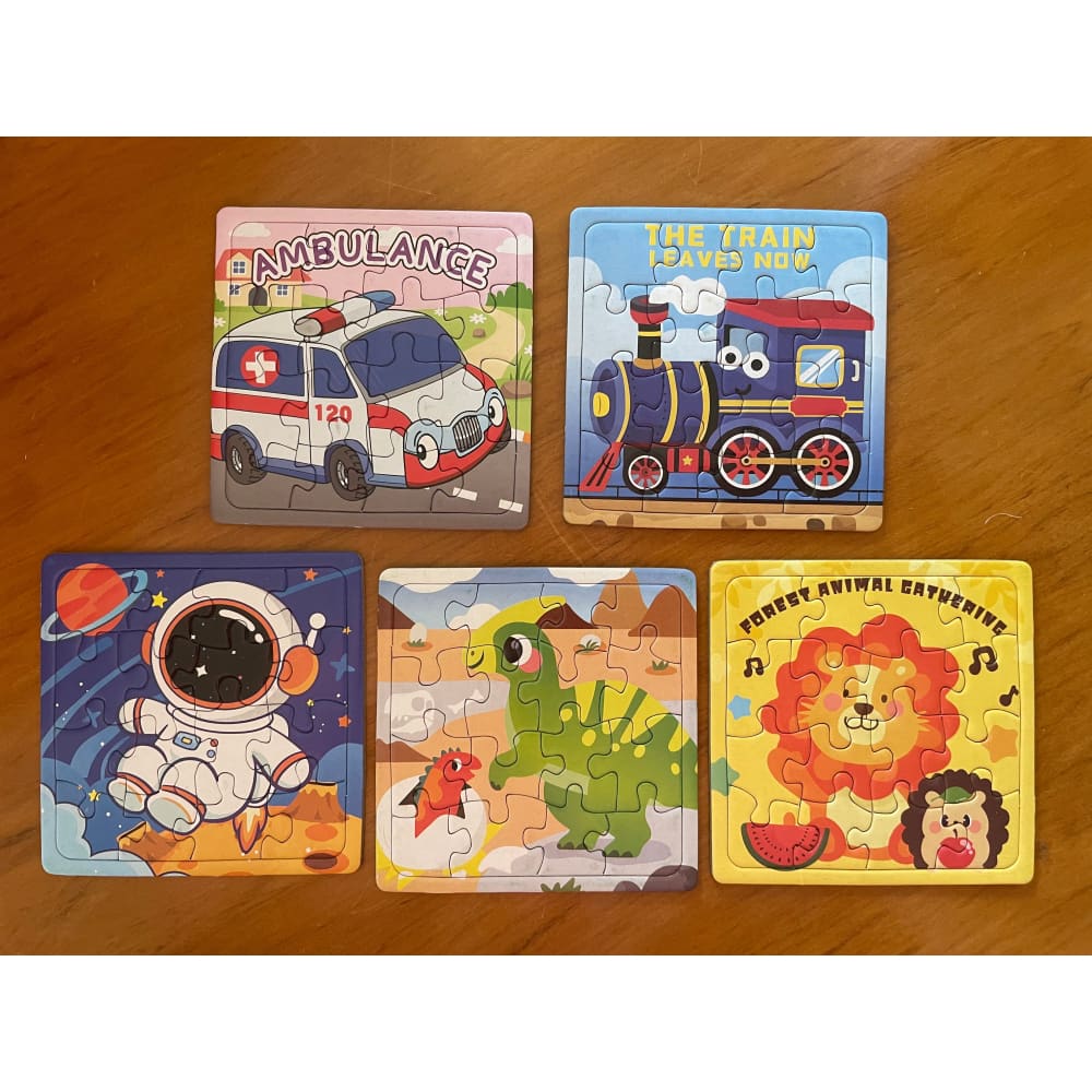 4x mini 12pc puzzles – animal & vehicle themes – fun & educational gift set - vehicles - puzzles toys