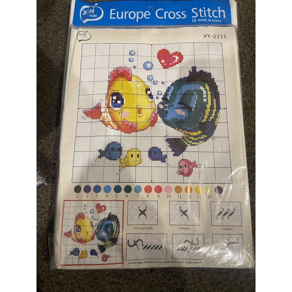 Full cross stitch kit – brand new – multiple designs available – a4 size pack - fish - needlecraft kits crafts