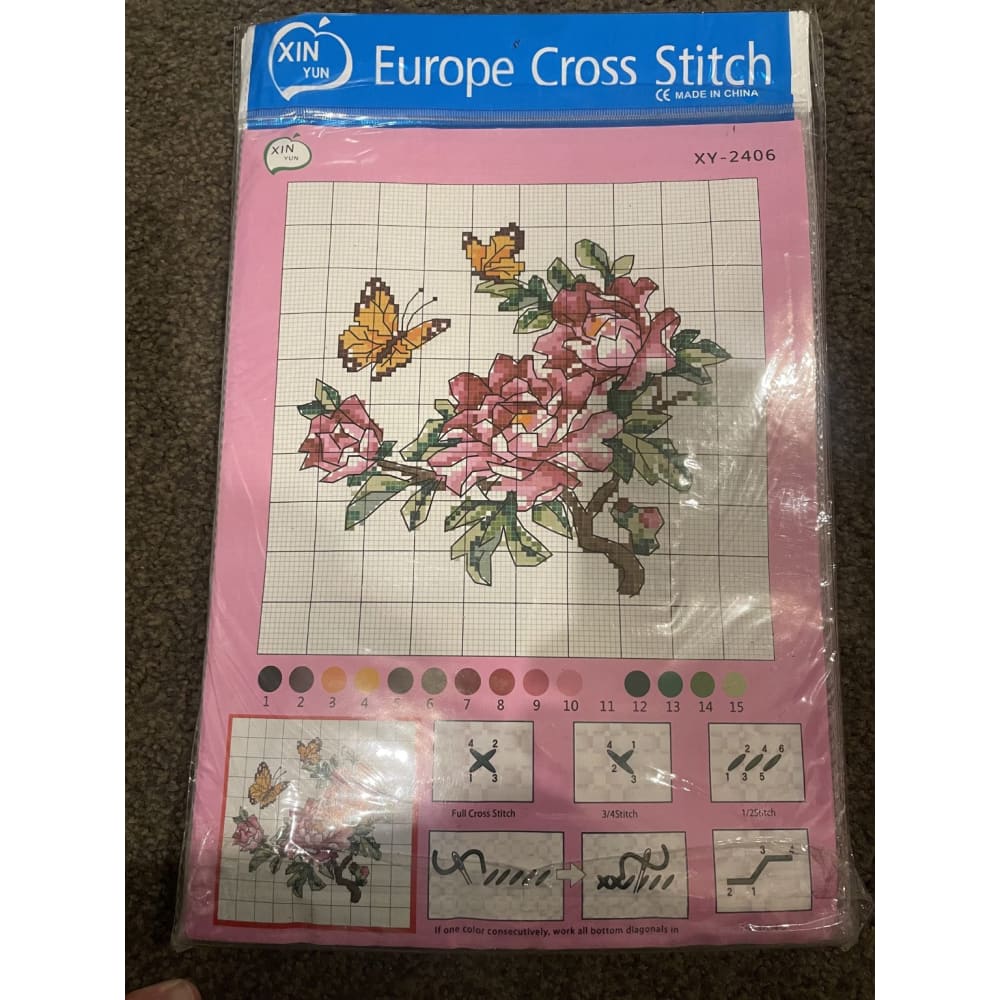 Full cross stitch kit – brand new – a4 size – floral designs available - flowers & butterflies - needlecraft kits