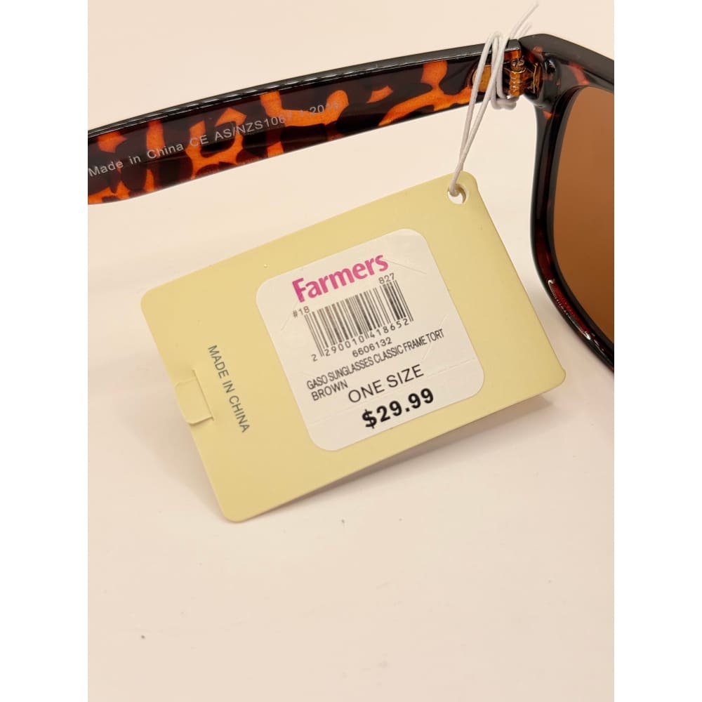 Gasoline classic frame tort brown sunglasses rrp $29.99 - sunglasses accessories women’s apparel