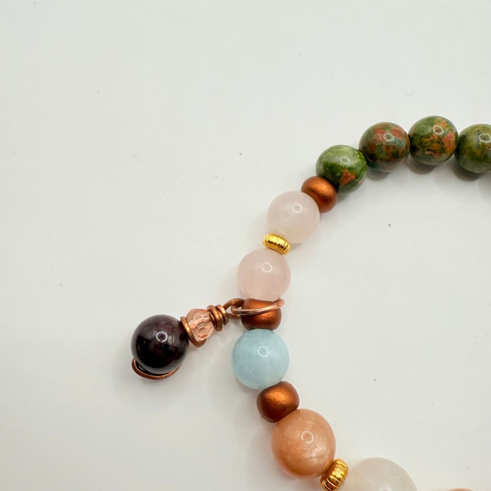 Gemstone beaded bracelet & tumbled stone set - bracelets baby clothing