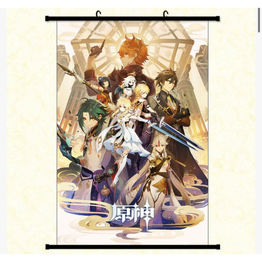 Anime 90x60cm wall scroll – genshin impact – 2 designs available - design 2 - posters anime - poster anime