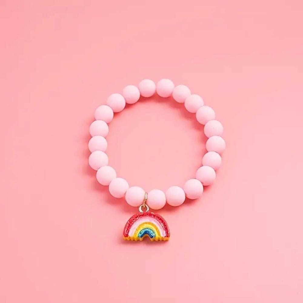 3-piece unicorn rainbow flower beaded bracelet set for girls - bracelets bracelet - jewelry fashion accessories