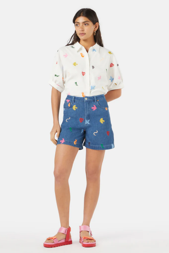 Gorman birds and flowers emb shirt - size 14 rrp $229 - shirts top women’s apparel