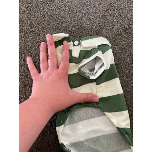 Green and white striped pet polo shirt - pet apparel pet - pet apparel & accessories - pet outfit pet apparel &