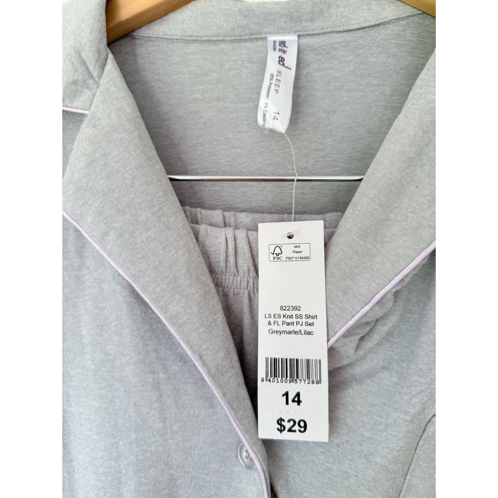 Ed it ed sleep size 14 grey short sleeve pyjama set - sleepwear & loungewear bottom women’s apparel