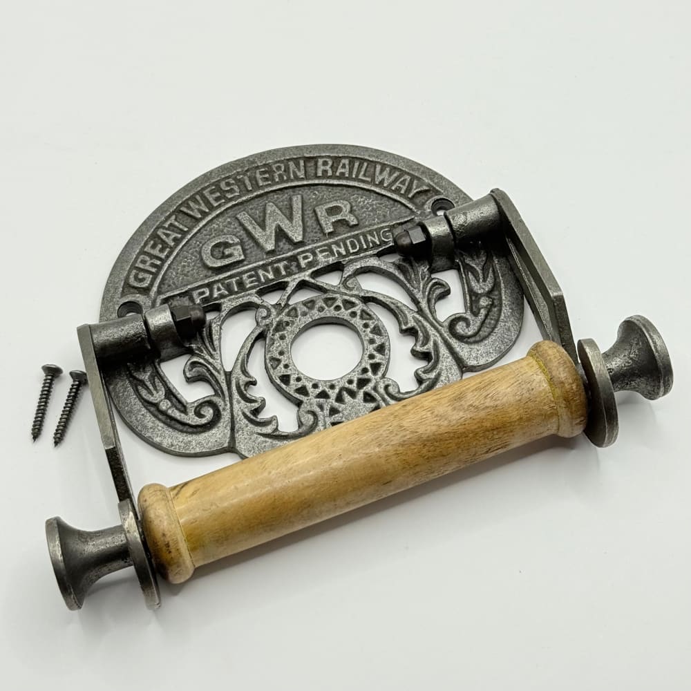 Gwr toilet roll holder – antique iron & wood 6’’ x 8’’ - toilet paper holders what’s new home&living materials