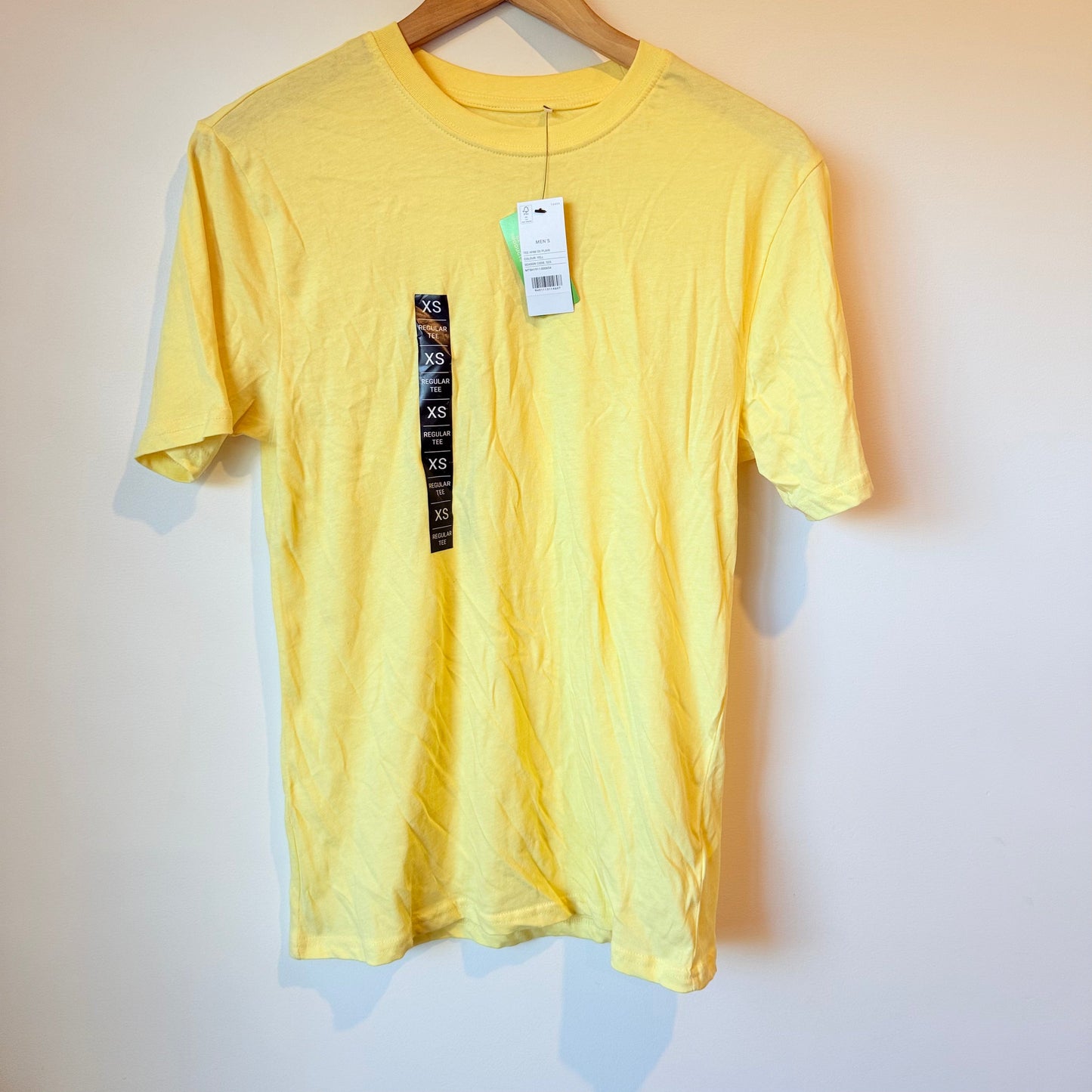 H&h size xs men’s classic crew neck t-shirt - yellow - t-shirts tops men’s apparel
