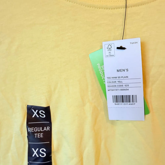 H&h size xs men’s classic crew neck t-shirt - yellow - t-shirts tops men’s apparel