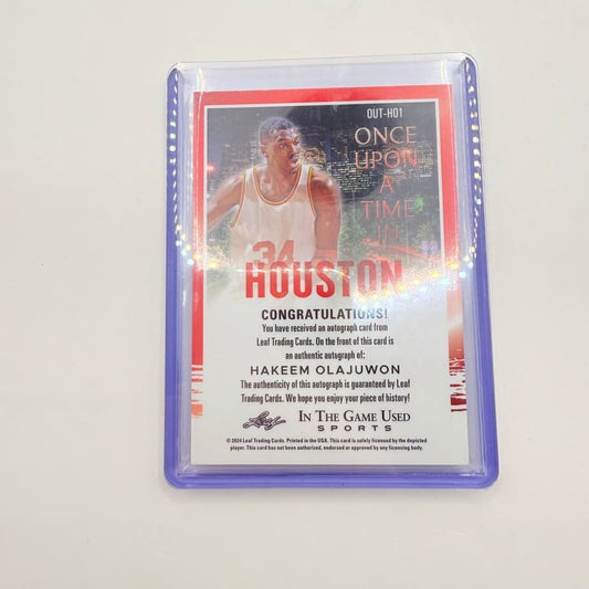 Hakeem olajuwon autographed card - leaf ’once upon a time in houston’ - limited edition 7/9 - sports trading cards