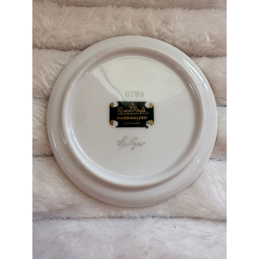 Vintage rosenthal handmalerei gold rim butter pat plate painted by spitzer - decorative plates condition: used
