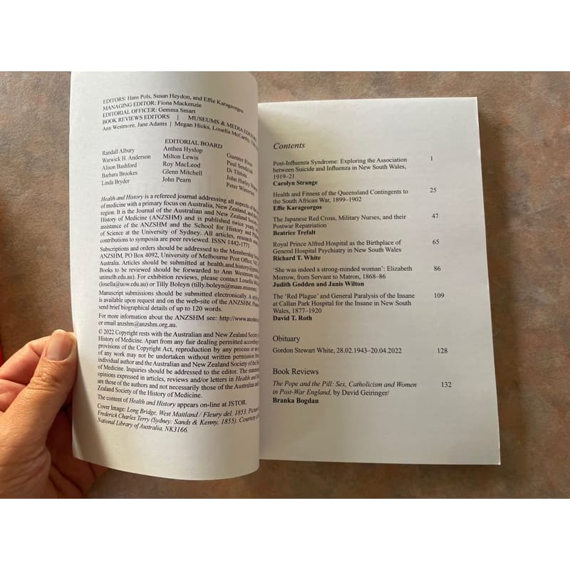 Health and history volume 24 number 1 - print books academic - book - condition: used printed media