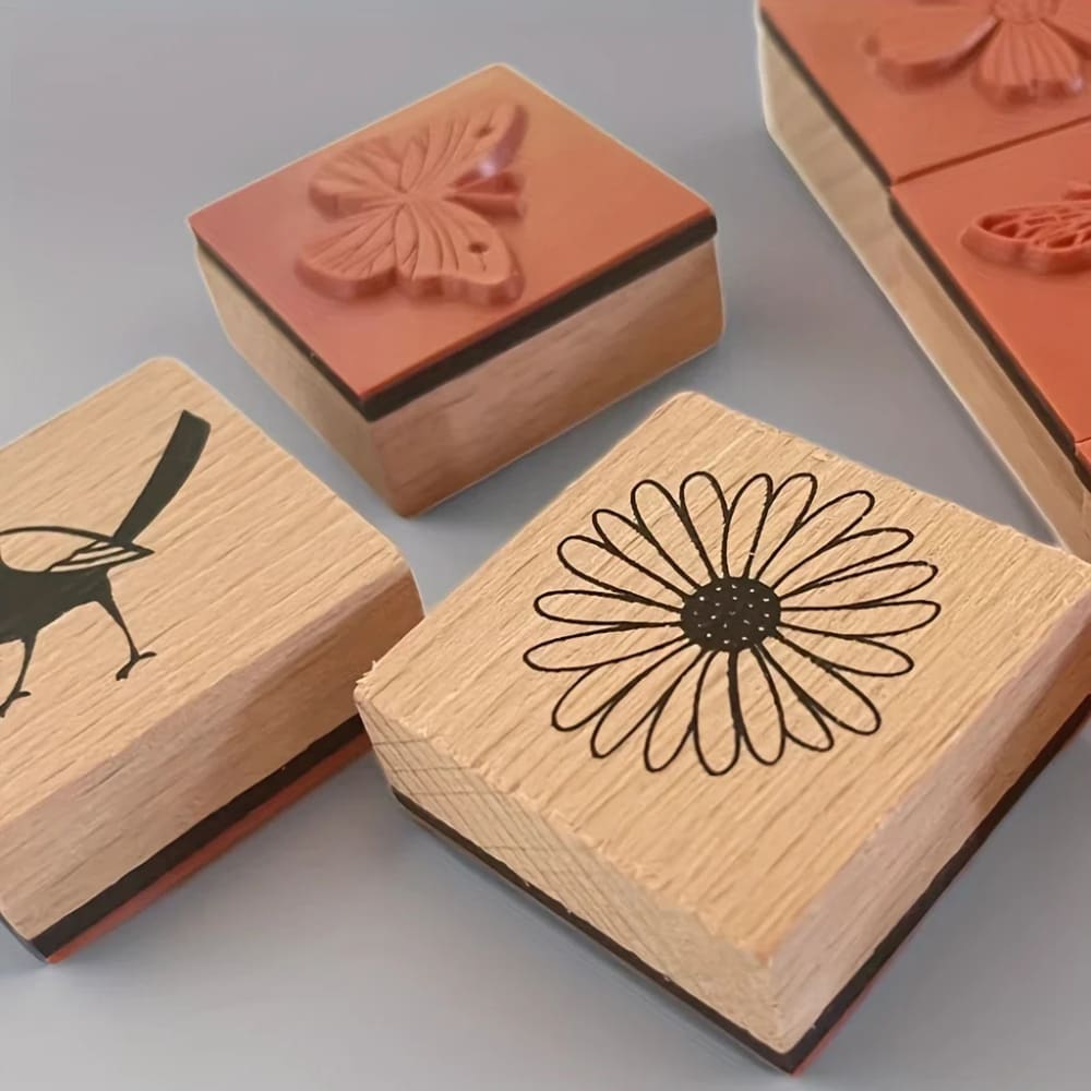 Flower insect wooden stamps - decorative stamps crafts