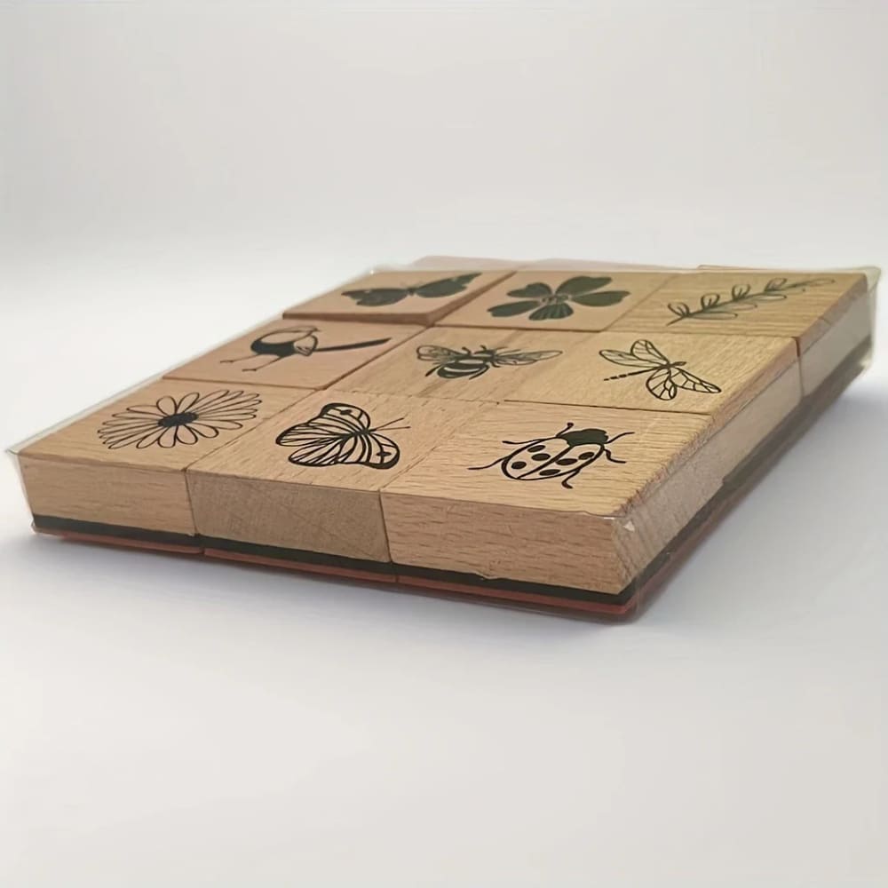 Flower insect wooden stamps - decorative stamps crafts
