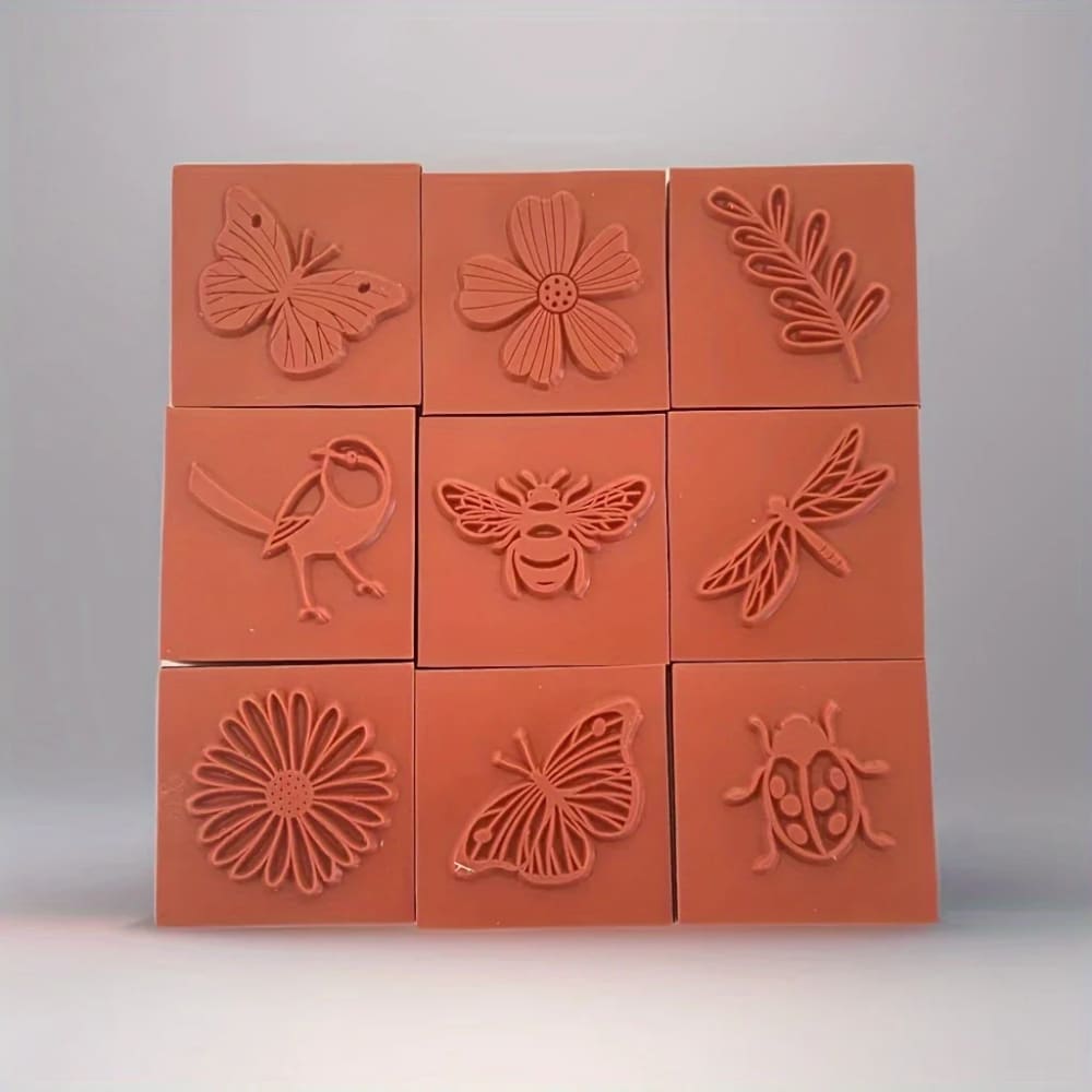 Flower insect wooden stamps - decorative stamps crafts