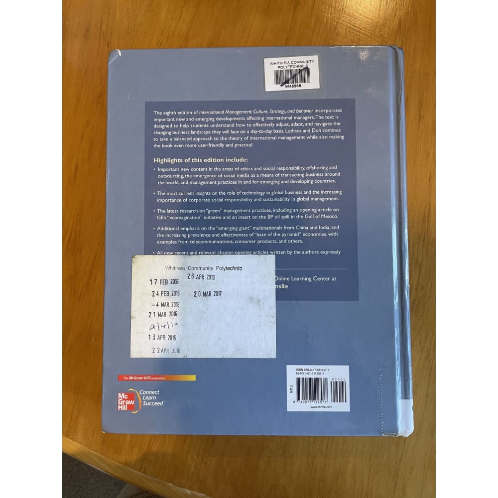 International management: culture strategy and behaviour - eighth edition - print books book - business - condition: