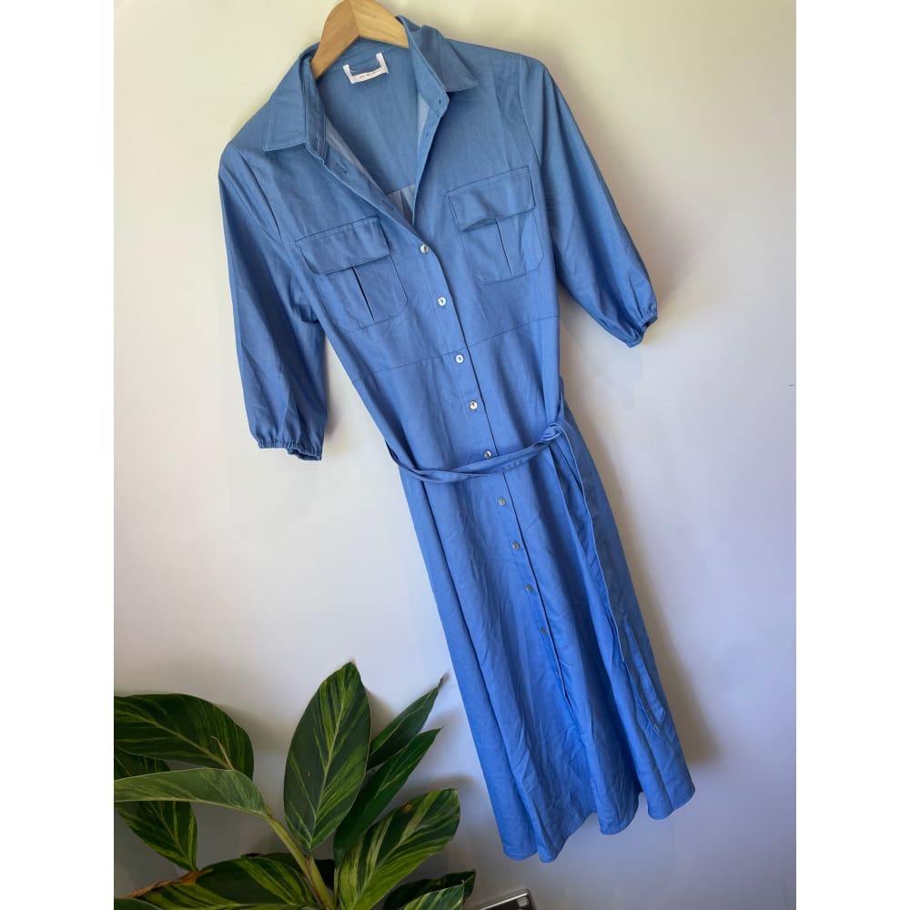 Iris maxi shirt dress – size 8 (brand new cut-label rayon cotton blend) - dresses bnew label cut branded clothing