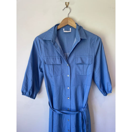 Iris maxi shirt dress – size 8 (brand new cut-label rayon cotton blend) - dresses bnew label cut branded clothing