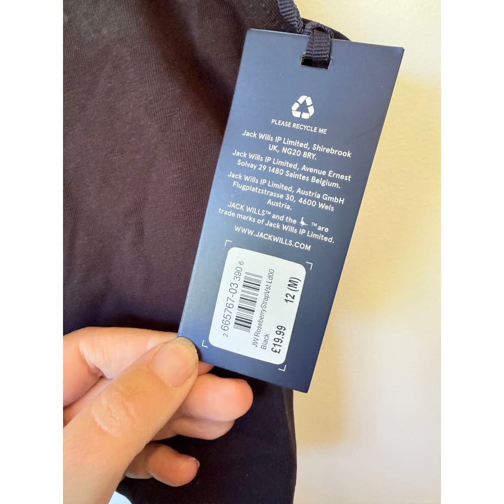 Jack wills size 12 roseberry strap black rrp $25.00 - clothing tops top women’s apparel