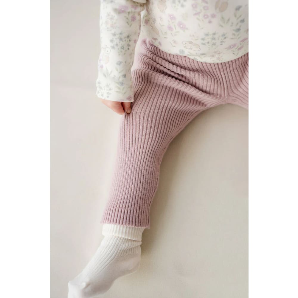 Jamiekay size 4yr frankie knitted legging powder pink - leggings baby clothing