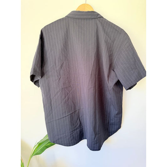 Jdycora size l 2/4 loose fit pinstripe shirt in blue graphite rrp $59.00 - shirts top women’s apparel