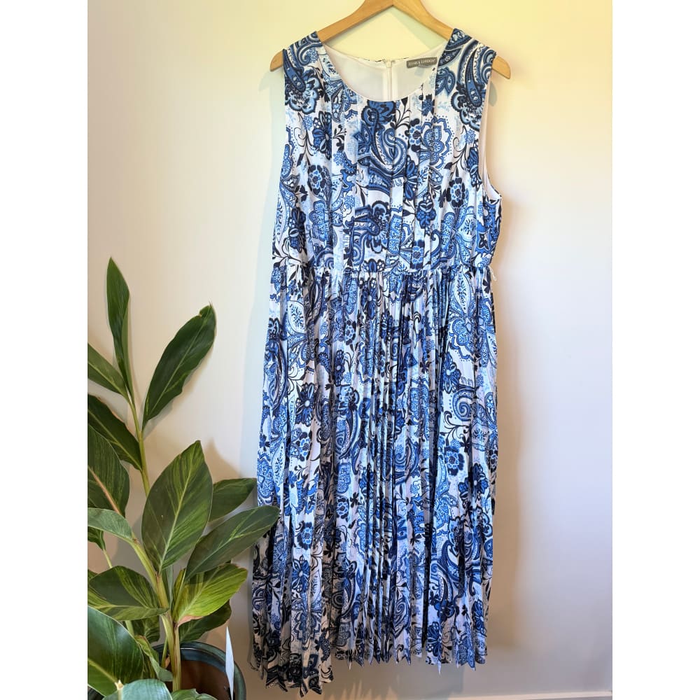 Jessica london size 22 blue paisley pleated dress - dresses top women’s apparel