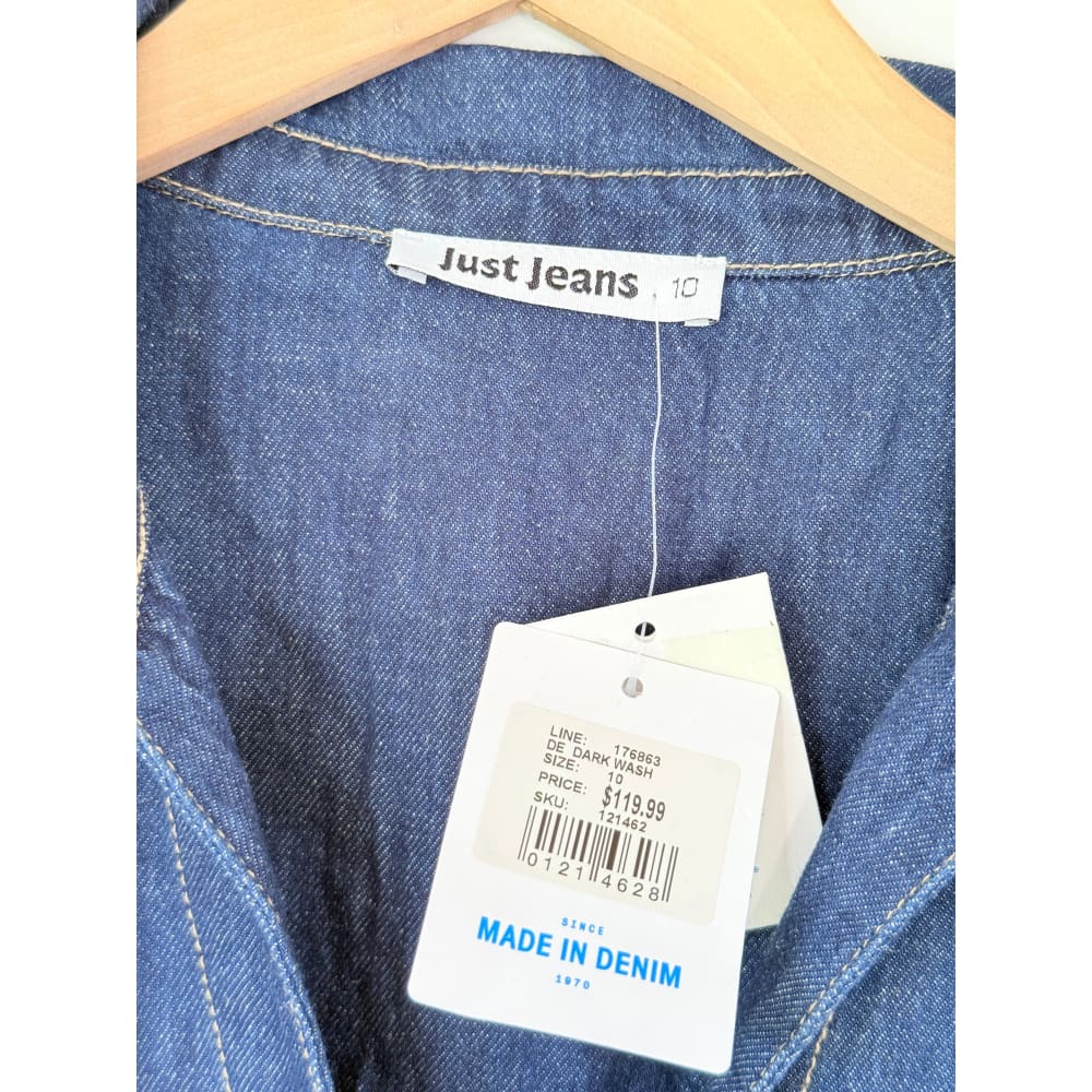 Just jeans size 10 dark wash denim mini dress rrp $119.99 - shirts top women’s apparel
