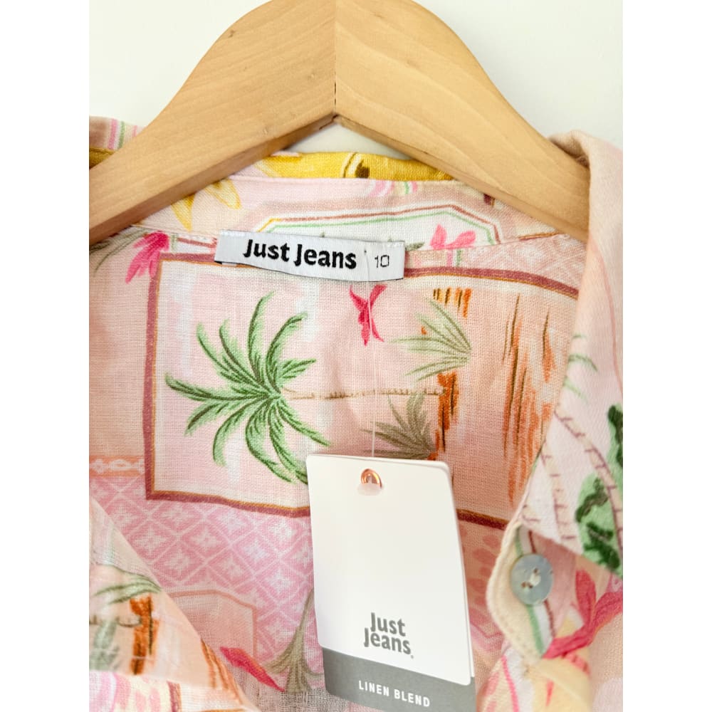 Just jeans size 10 fleur tropical print button down shirt rrp $79.99 - shirts top women’s apparel