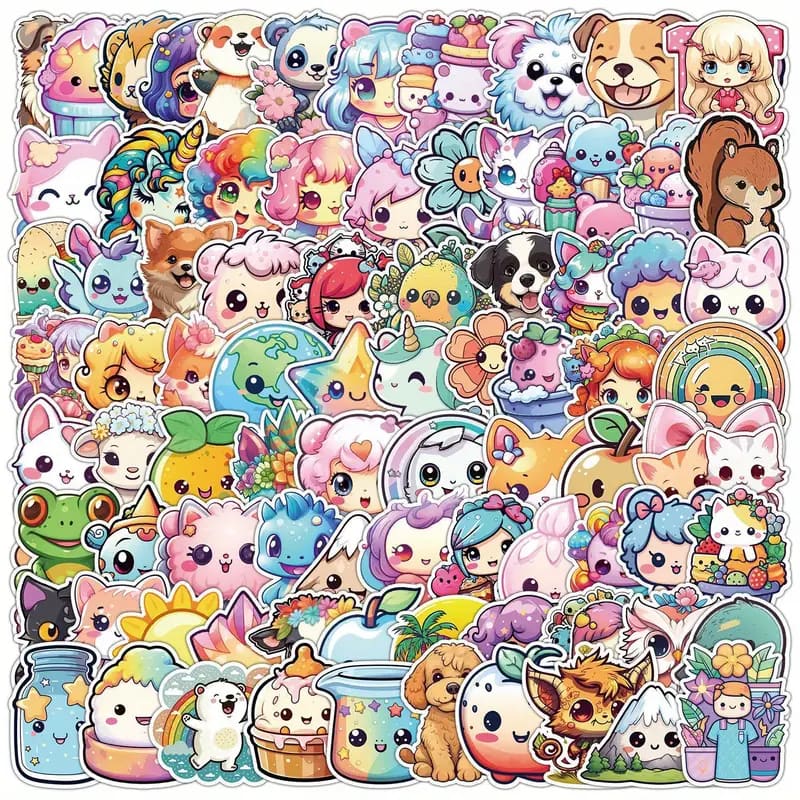 100pc kawai decals - decorative stickers stationery