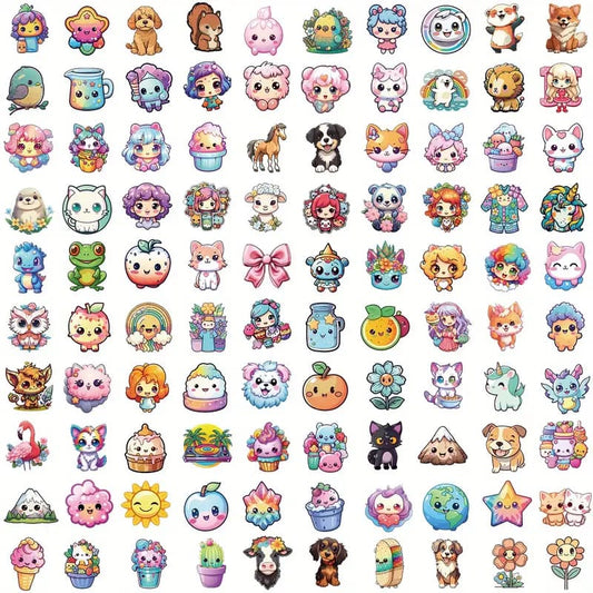 100pc kawai decals - decorative stickers stationery