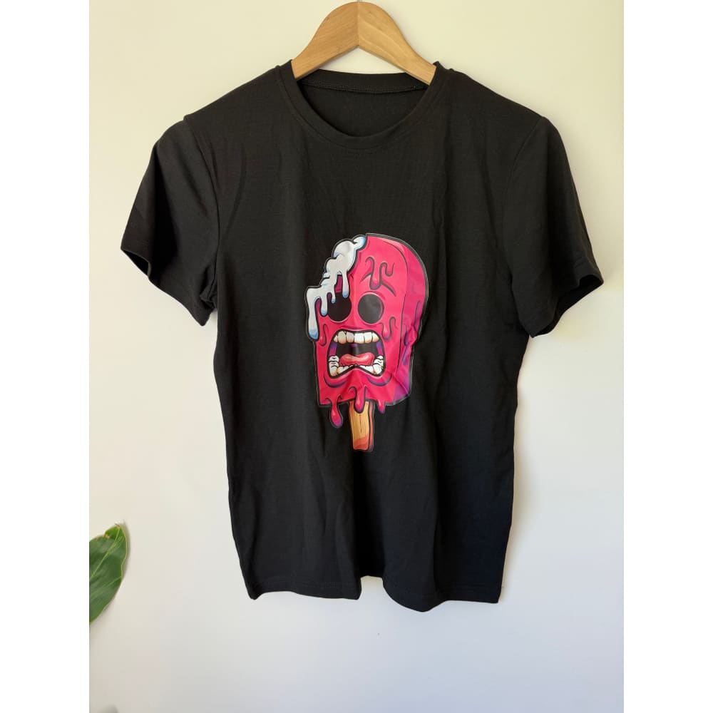 Black t-shirt size 15-16 years melting ice lolly graphic tee - t-shirts baby clothing