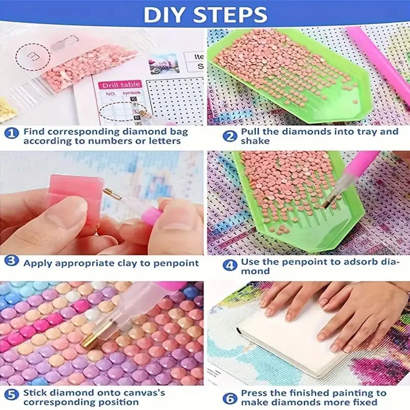 30x30cm diamond art kit – landscape with path & lavender field - drawing & painting kits crafts